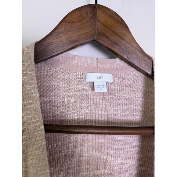 J.Jill Pink Open Front Lightweight Cardigan Sweater Women’s M Cotton Linen Blend - Picture 3 of 4